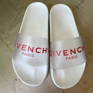 Givenchy white rubber pvc slides logo sandals flats sz 38